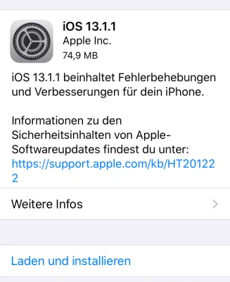 Fehlerbehebungen und Verbesserungen: Apple veröffentlicht iOS 13.1.1 & iPadOS 13.1.1