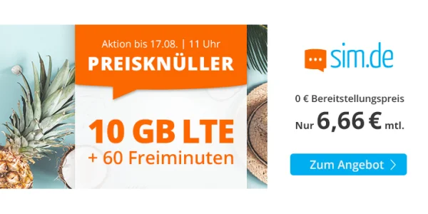 10 GB und 60 Freiminuten für nur 6,66 €