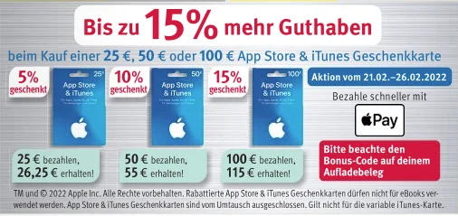 Bonusguthaben für iTunes-Karten bei Rossmann & Kaufland (Update: auch bei Marktkauf)