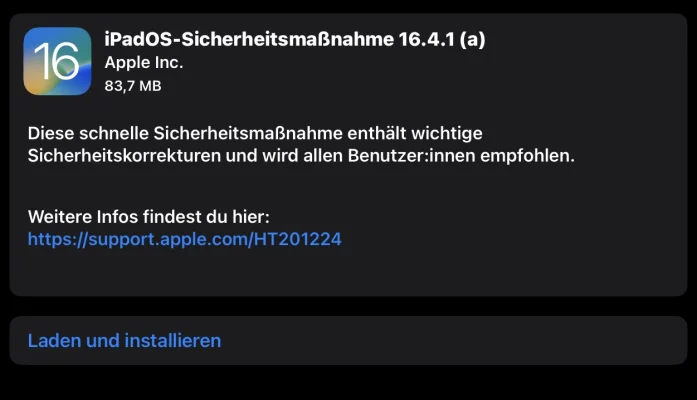 iOS 16.4.1 (a) & iPadOS 16.4.1 (a): Apple veröffentlicht schnelle Sicherheitsmaßnahme