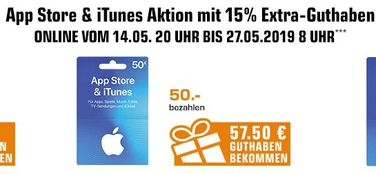 Bonusguthaben für iTunes-Karten: 15 Prozent extra bei Rewe & Saturn (Update)
