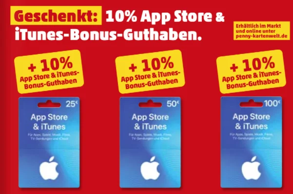 iTunes-Karten: Diese Woche zehn Prozent Bonusguthaben bei Penny