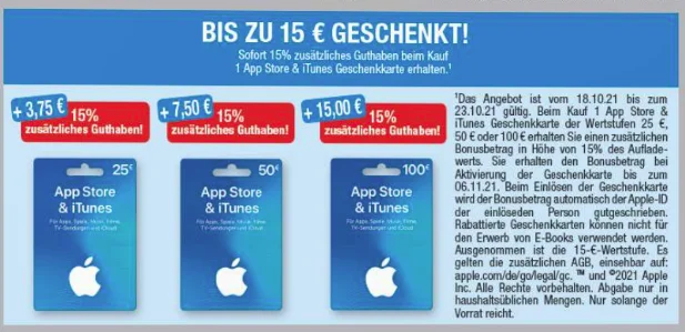 Bonusguthaben für iTunes-Karten: Budni, Marktkauf & Edeka schenken euch 15 Prozent