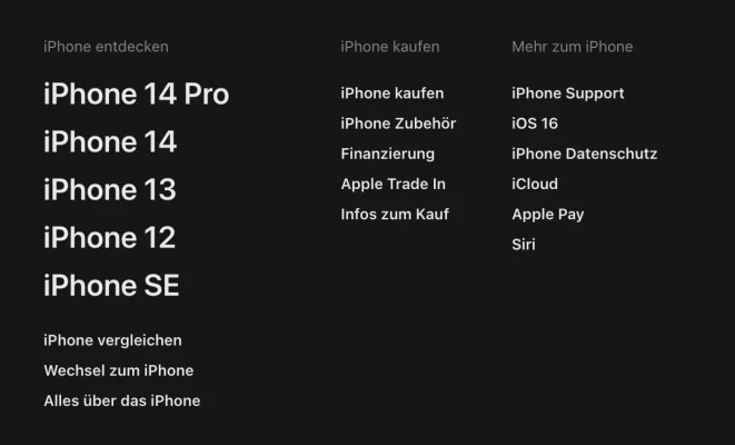 Apple strukturiert seine Webseite um: Neue Menüs & Kategorien