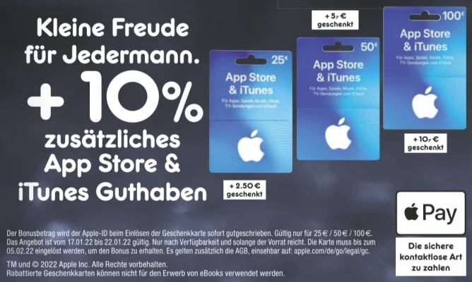 Bonusguthaben für iTunes-Karten: Diese Woche bis zu zehn Euro extra bei Netto