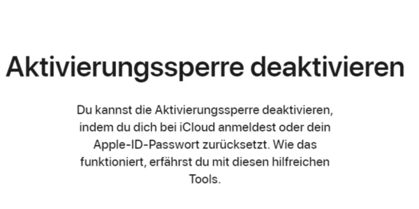 Apple stellt Webseite mit Informationen zum Abschalten der Aktivierungssperre online