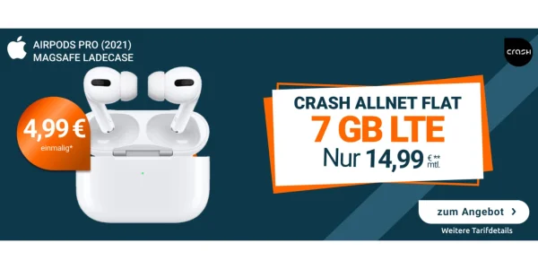 7 GB Allnet-Flat (Vodafone) mit AirPods Pro für effektiv 6,87 Euro monatlich