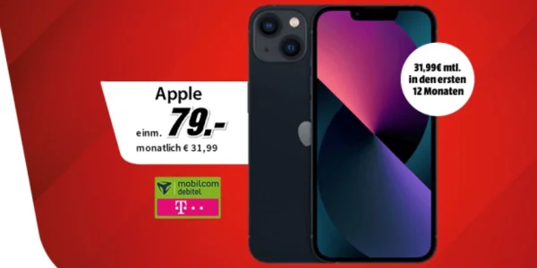 iPhone 13 mit starkem Tarif: 38 GB Allnet-Flat für lediglich 31,99 € in den ersten 12 Monaten