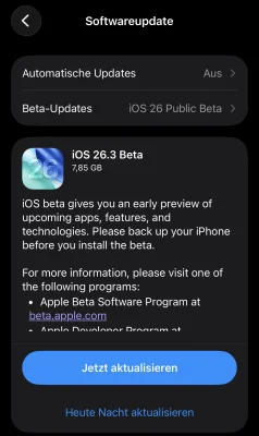 Apple veröffentlicht die erste Beta von iOS 26.3 – Das ist neu! (Update #5: Der Release Candidate ist da!)