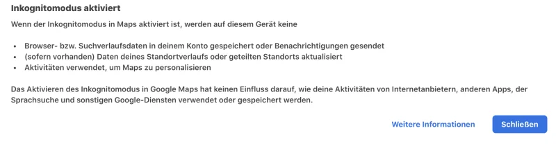Neue Version von Google Maps für iOS & iPadOS jetzt mit Inkognitomodus