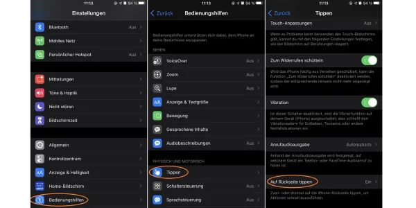 iOS 14 ermöglicht Bedienung durch Antippen der Rückseite