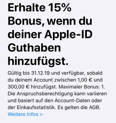 Bonusguthaben für iTunes-Karten: 15 Prozent bei Apple & Rewe, bis zu 20 Prozent bei Kaufland