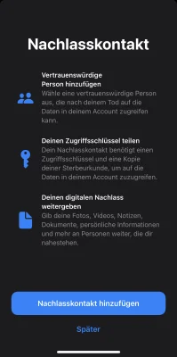 Praxistipp: Nachlasskontakt einrichten unter iOS 15