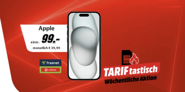 iPhone 15 mit 40 GB Daten im Vodafone-Netz für monatlich 39,99 €