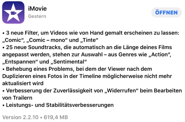 Update für iMovie bringt neue Filter & Soundtracks auf das iPhone, iPad und den Mac