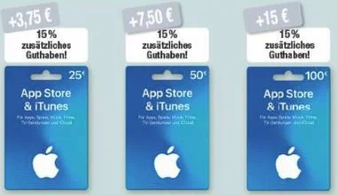 Bonusguthaben für iTunes-Karten: 15 Prozent extra bei Marktkauf, Edeka, Budni & Kaufland