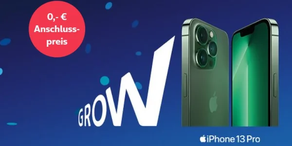 Neu: o2 Grow-Tarife - jedes Jahr wächst das Datenvolumen - iPhone 13 Pro für nur 1 Euro Zuzahlung