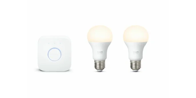 Top! Philips Hue White Starter Kit 2 x E27 Lampen + Hue Bridge für kurze Zeit 35% günstiger