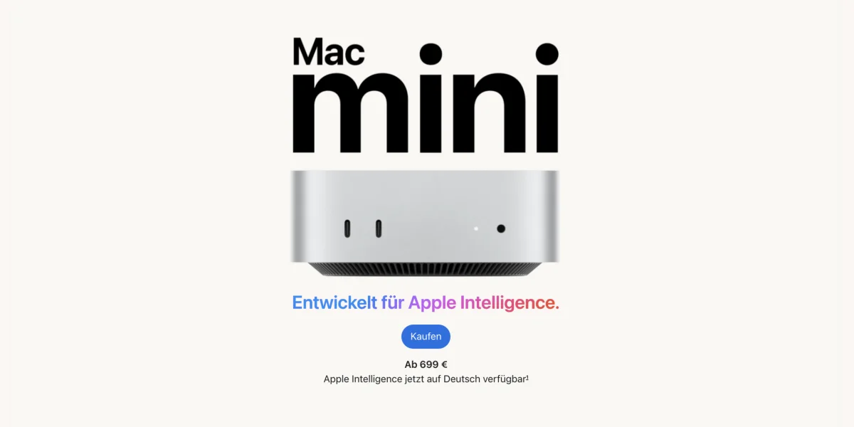 Mac mini: Die Basiskonfiguration mit M4 Chip ist ausverkauft