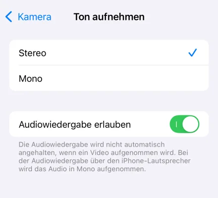 iOS 18 Praxistipp: Externe Audiowiedergabe beim Aufnehmen von Videos erlauben