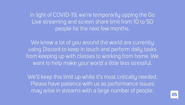Wegen Corona-Virus: Vorübergehend kostenlose Upgrades bei Discord