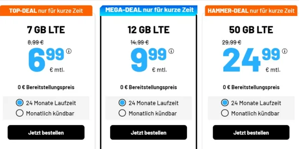 12 GB Allnet-Flat für 9,99 Euro monatlich und weitere Top-Angebote bei sim.de