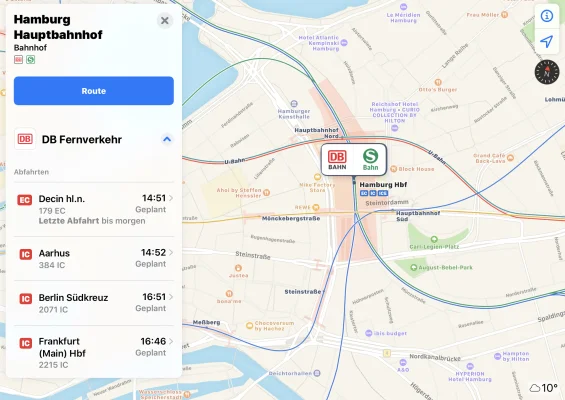 Apple rollt Informationen zum deutschen ÖPNV in der Kartenapp Maps aus