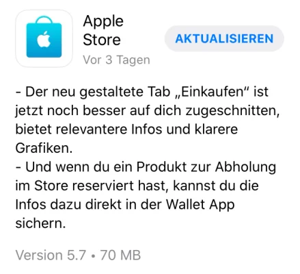 Apple Store App mit neuem Design im App Store erhältlich