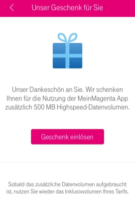 Kostenloses Datenvolumen: 500 MB Datengeschenk in der MeinMagenta App der Telekom sichern