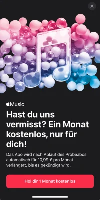 Apple Music gibt es auch für viele Bestandskunden wieder einen Monat lang kostenlos