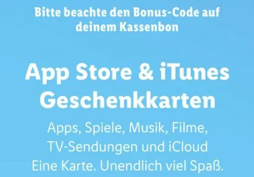 Bonusguthaben für iTunes-Karten: Bis zu 20 Prozent extra bei LIDL & Rewe