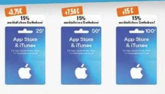 Bonusguthaben für iTunes-Karten: 15 Prozent extra bei Marktkauf, Edeka, Budni & Kaufland