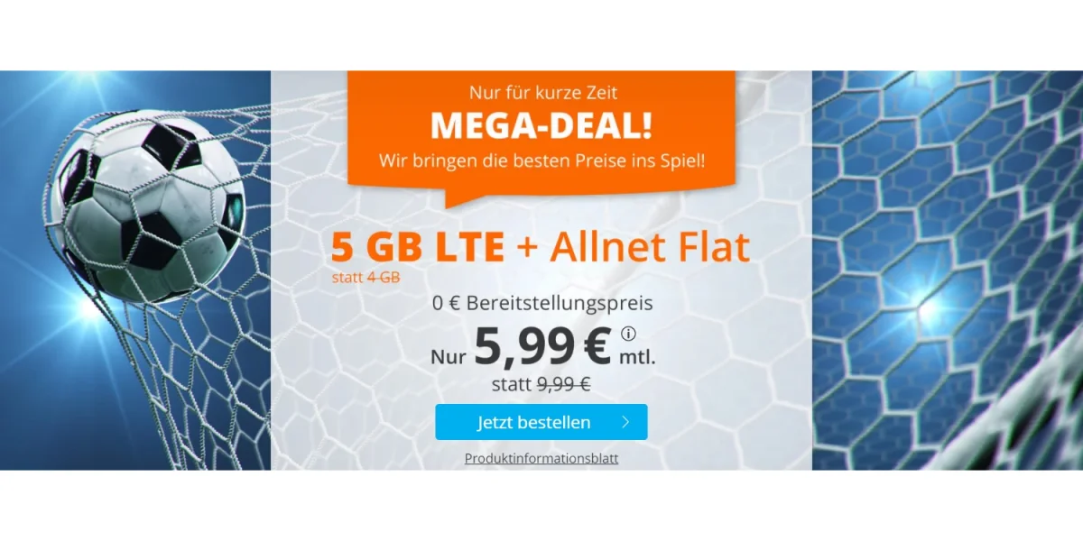5 GB LTE für 5,99 € statt 9,99 €