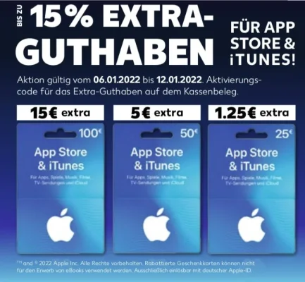 Bonusguthaben für iTunes-Karten: Bis zu 15 Prozent extra bei Kaufland (Update)