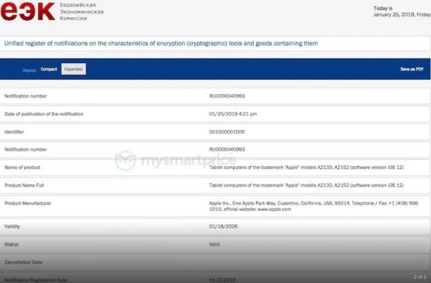 Apple registriert sechs neue iPad-Modelle in der Datenbank der eurasischen Wirtschaftsunion