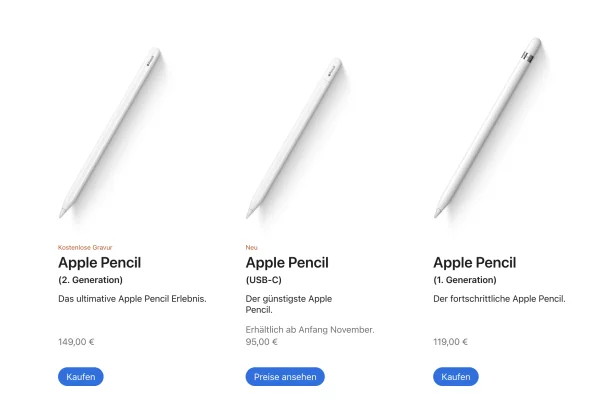 Apple stellt neuen Apple Pencil mit USB-C vor (Update)