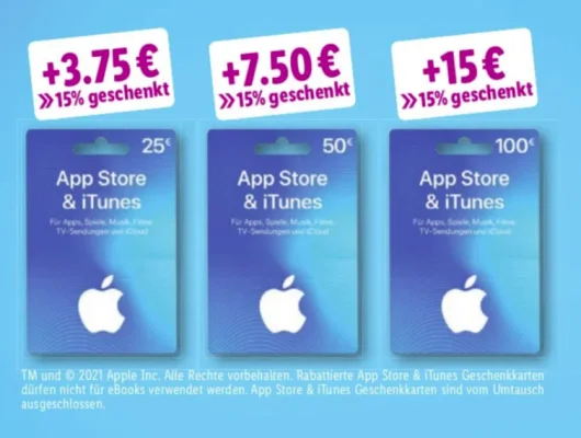 15 Prozent Bonusguthaben für iTunes-Karten diese Woche bei LIDL (Update: Auch bei Rewe)