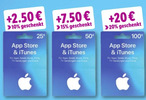 Bonusguthaben für iTunes-Karten: Bis zu 20 Prozent extra bei Rossmann & LIDL