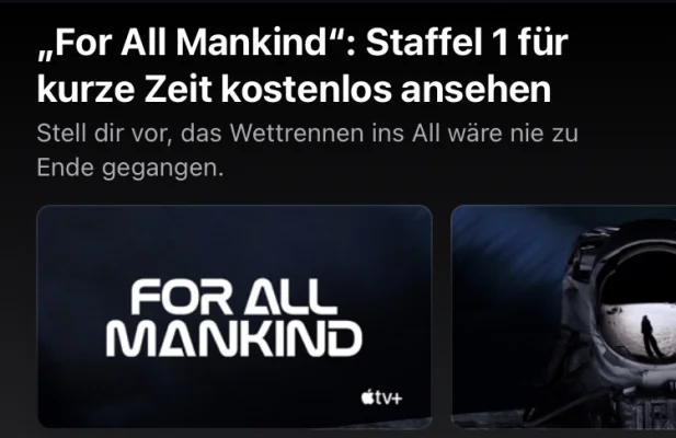 "For All Mankind": Staffel 1 vorübergehend kostenlos bei Apple TV+ (Reminder)