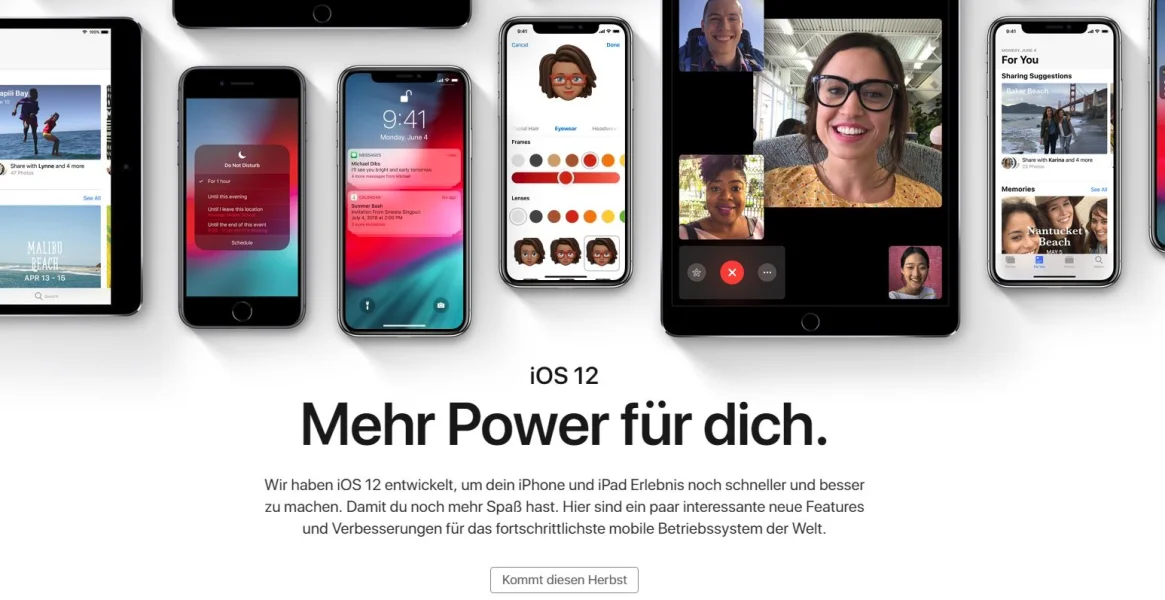 Apple schaltet deutsche Produktseiten für macOS Mojave, iOS 12 und watchOS 5 frei