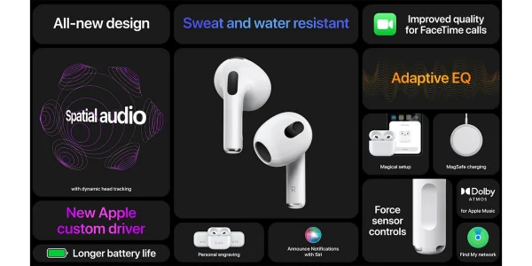 Apple stellt die neuen AirPods 3 mit 3D-Audio und Wasserresistenz vor