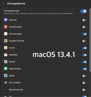 macOS 13.5: Einstellungen der Ortungsdienste nicht mehr verfügbar