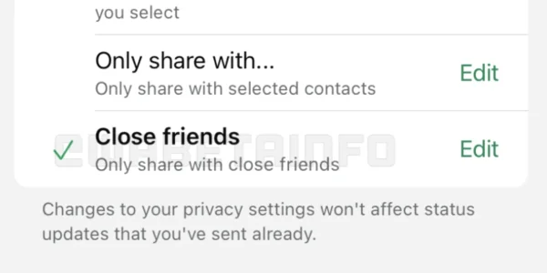 WhatsApp: Der Status kann bald mit „engen Freunden“ geteilt werden