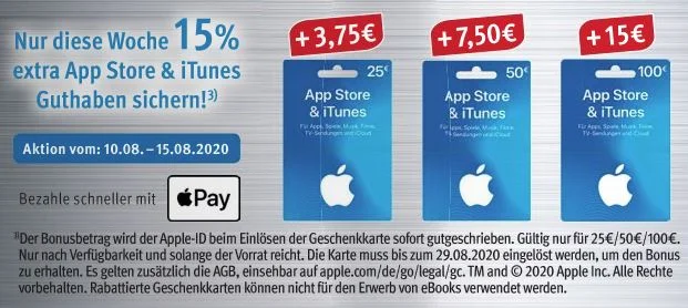 Bonusguthaben für iTunes-Karten: 15 Prozent extra bei Netto, Rossmann & Rewe (Reminder: 10% Rabatt bei Saturn)