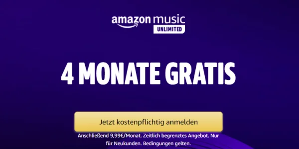 39,96 Euro geschenkt: Amazon Music Unlimited bis zum Samstag für vier Monate gratis buchen