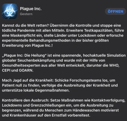 "The Cure": Add-On für Plague Inc. aktuell kostenlos via Update