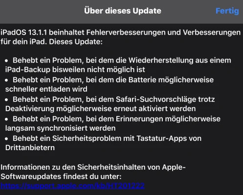 Fehlerbehebungen und Verbesserungen: Apple veröffentlicht iOS 13.1.1 & iPadOS 13.1.1