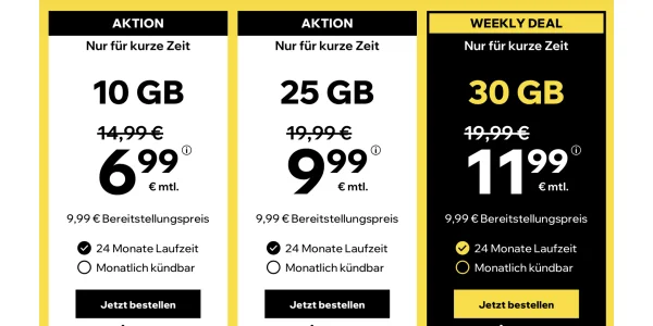 Sim Only Kracher: 10 GB Allnet-Flat für nur 6,99 € oder 70 GB für 24,99 € bei cyberSIM