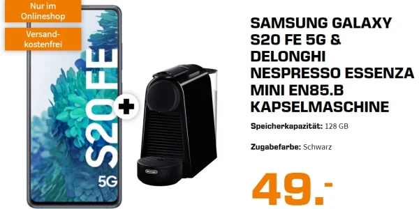 Samsung Galaxy S20 FE 5G + Kaffeemaschine + 10 GB LTE für effektiv 2,07 Euro im Monat