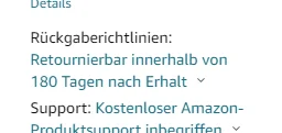 Amazon: Artikel können innerhalb von 180 Tagen zurückgeschickt werden